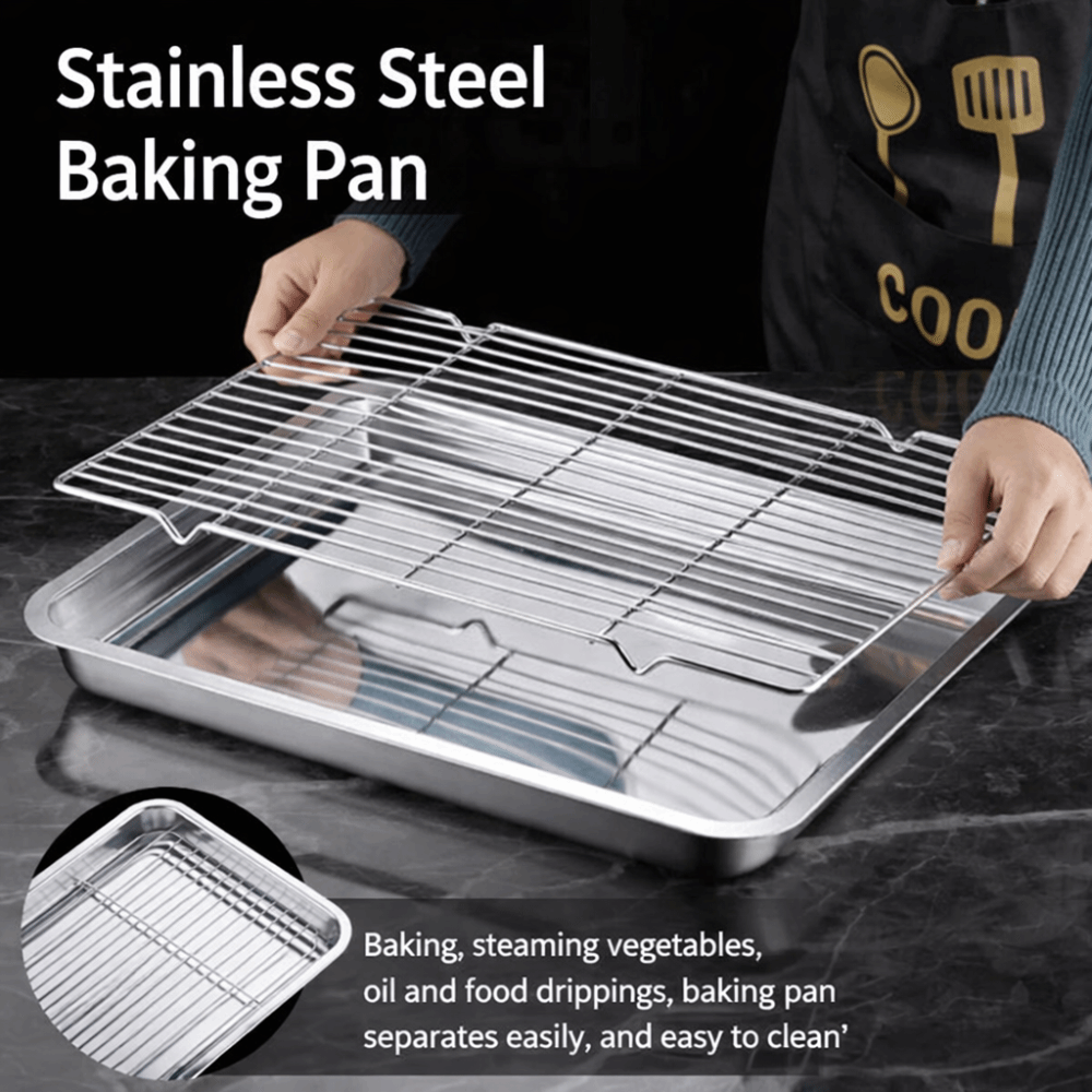 Kitchen Baking Rack - Assadeira Portátil Antiaderente de Aço Inoxidável